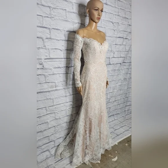 NWT Anthropologie BHLDN Watters Ula Blush lace sheet back wedding gown Sz 2 - Picture 8 of 16
